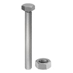 TIMCO M8 x 20 Hexagon Setscrew & Hex Nut - Stainless Steel A2- Pack of 6