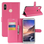 Litchi Skin Wallet Nahkainen jalusta Flip Cover Xiaomi Mi Max 3Pink