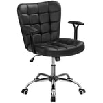 Yaheetech - Chaise de Bureau à Roulettes Chaise d'Ordinateur en Similicuir avec Hauteur d'Assise Réglable Dossier Rembourré Accoudoirs Détachables