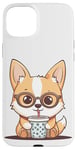 iPhone 15 Plus Cute Pun Corgi Dog Drink Bubble Tea Boba Tea Puppy Dog Lover Case