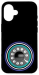 Coque pour iPhone 16 Téléphone rotatif rétro cadran bleu sarcelle noir