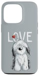 Coque pour iPhone 13 Pro Dessin animé drôle de vieux chien de berger anglais