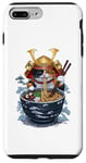 Coque pour iPhone 7 Plus/8 Plus Chat Samouraï mangeant des ramen Anime