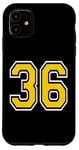 Coque pour iPhone 11 Numéro 36 en jaune, blanc, noir, version de poche