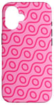 Coque pour iPhone 16 Pink Red Wavy Diagonal Lines Ovals Circles Pattern