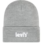 Levi's Kids LAN Poster Logo Beanie 9A8513 Hat, Dark Grey Heather, One Size