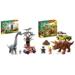 LEGO 76960 Jurassic Park Brachiosaurus Discovery Dinosaur Toy Set with Large Dino Figure & 76959 Jurassic Park Triceratops Research Dinosaur Toy Set with Ford Explorer Car