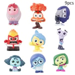 9 st Disney Inside Out 2 Anime Figuriner Actionfigurer Rädsla Aversion Dockor Samling Modellleksak Barnpresent 9PCS