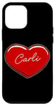 Coque pour iPhone 12 mini Carli Cœur dessiné à la main avec inscription « First Name Hearts I Love Carli »