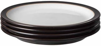 Denby - Elements Black Dinner Plates Set of 4 - Dishwasher Microwave Safe Crock