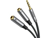 Ugreen Av192 Audio Splitter Aux Cable Mini Jack 3.5Mm (Male) To Headphone + Microphone (Female), 20Cm (Gray)