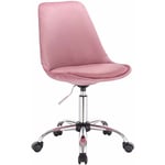 WOLTU Tabouret de bureau à roulettes, Chaise de bureau, Tabouret de travail en Velours, Pivotant 360°, Hauteur réglable, Rose