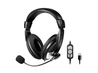 Logilink Stereo Headset With Controller, 1X Usb-A Plug, Boom Microphone, Black