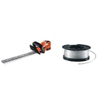 BLACK+DECKER Taille-Haies Sans Fil 18V, Taille-Haies Electrique 45 cm avec Batterie 2 Ah & Bobine de Rechange pour Coupe-Bordures, Bobine Reflex, 10 m de Fil en Nylon Reflex, Fil de ⌀1,5 mm, A6481-XJ