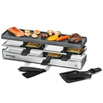 ROMMELSBACHER RC 800 Fun for 4 - Barbecue à raclette pour 4 personnes - Extensible - Avec plaque de cuisson en aluminium moulé sous pression avec revêtement antiadhésif Xylan Plus - 730 W - Argenté