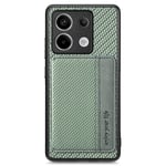 SKALO Xiaomi Redmi Note 13 Pro 5G Carbon Fiber Skal med Korthållare - Grön