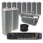 100V 4-Zone Column Wall Speaker System for PA Music in Pubs Restaurants (x12)