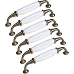 Ccykxa - Lot de 6, Boutons de Porte en Céramique Poignée de Meuble Tiroir, Porcelaine Poignée de Meuble de Cuisine de Porte d'Armoire 128mm