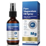 Pure Magnesium Oil Spray, 100% Natural Magnesium Spray, 60ML Magnesium Oil for Feet, Organic Topical Magnesium Spray