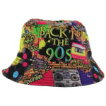 BACK TO THE 90s Retro Multicoloured Graffiti, Cassettes & Records Bucket Hat