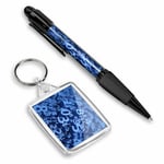 Pen & Keyring (Rectangle) - Blue Number Art Maths Physics  #12331