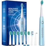 Electric Toothbrush for Adult, Sonic Toothbrushes with 8 Brush Heads 40000 VPM 5 Modes, Sonic Toothbrushes Fast Rechargeable 4 Hours Last 30 Days (P1, SkyBlue)