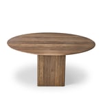 Dk3 - Ten Table Round Ø 140 Smoked Oak/Oil, Med förlängning för 2 plattor och kubfot 52x52 cm - Spisebord - designer_christian_troels,Jacob Plejdrup - Tre farget - Tre