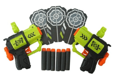 Air Blaster Double Pistol Toy Gun Set + Targets + 12 Foam Bullet Darts ARMY BOYS