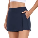 Yaavii Tennis Skirt with Shorts for Women, High Waist Golf Skorts with Pockets Mini Skirt Athletic Golf Skorts Workout Sports Casual Skirts Blue