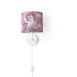 Paco Home - Lampe Table Chambre D'Enfant Applique Rue Pompiers Abat-jour Tissu Rond Lampe murale - Blanc, Design 5 (Ø18 cm)