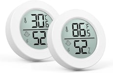 2 Pièces Thermomètre Hygromètre Intérieur Mini, Thermomètre Digital d'intérieur, Thermomètre Numérique avec Indicateur de Confort, Haute Précision pour Jardin, Salon, Chambre de Bébé, Bureau