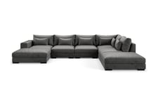 Dubai Stor U Sofa modul med Divan Venstre Fløyel Ekstra dyp - Mørkgrå Velour sofa & fløyel Grå