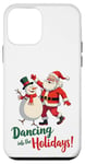 Coque pour iPhone 12 mini Dancing into the Holidays Père Noël Bonhomme de neige Cadeau Homme Femme