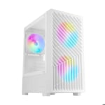 Mars Gaming MC-VORTEX, Boîtier Gaming MATX, Mesh Géométrique, Panneau Latéral Verre Trempé, 3 Ventilateurs FRGB Rainbow 120mm, Blanc