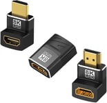 Fiche Hdmi Coudée 8 K À 90 Degrés Et 270 ° - Câble Hdmi 2.1 Coudé Mâle Vers Femelle - Adaptateur Hdmi Plaqué Or - 8K @ 60 Hz, 4K @ 120 Hz, Uhd, Hdr, Earc, Dolby 3D Pour Ordinateur Portable Hdtv