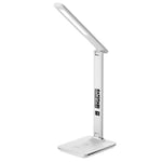 groov e Ares LED Lamp - Touch Control Desk Light with Fold Design - 3 Lighting Modes, Built-in Wireless Charger, Alarm Clock, & Digital Display with Time & Calender - Mains Operated - White