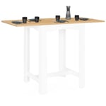 Table haute de bar extensible dona 2 à 4 personnes blanche plateau façon hêtre 65-130 cm