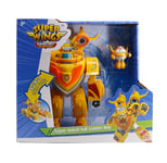Super Wings EU770352 - Super Robot Suit Golden Boy, Figurine Transformable de 18 cm Environ, Combinaison de Robot 2 en 1 et Super Voiture, Jouet Enfant 3 4 5 6 7 8 9 10 Ans Garcon Fille