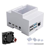 GeeekPi Boîtier pour Raspberry Pi 4 sur Rail DIN - Boîtier modulaire pour Panneaux électriques,Raspberry Pi 4 Boîtier avec Ventilateur, Raspberry Pi Dissipateur pour Raspberry Pi 4B