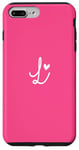 Coque pour iPhone 7 Plus/8 Plus Lettre initiale L minimaliste cœur monogramme rose vif vif