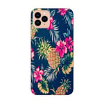 Coque Iphone 12 MINI Ananas Fleur rose Tropical Exotique