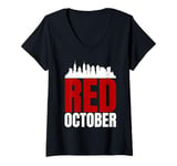 Womens Funny In October We Red Baseball Mens Womens V-Neck T-Shirt