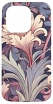 Coque pour iPhone 15 Pro Motif floral Art nouveau crème, mauve, bleu marine, stylisé