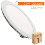 Spot led Encastrable Rond Plat 24W 2200LM Coupe 280mm Blanc Neutre 4500K - Lot de 1 u.