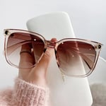 Fashionabla Oversized Solglasögon Kvinna Designer Vintage Fyrkantiga Solglasögon Kvinnliga Stora Ramar Gradient Nyanser Oculos De Sol Other Brown