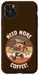 Coque pour iPhone 11 Pro Max Cafetière rétro vintage avec inscription « Running Need More Coffee »