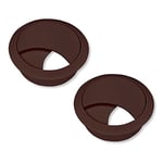 cyclingcolors 2x passe câble bureau table fil diamètre 68mm encastrable cordon prise ordinateur écran accessoire ameublement (marron foncé)