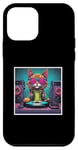 iPhone 12 mini Cat Music DJ Turntables Mixing Vinyl Record Party Graphic Case