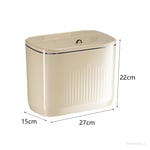 Poubelle de cuisine étroite et fine avec couvercle, corbeille de cuisine de grande capacité pour entrée, Garage, maison, buanderie Short beige