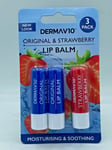 Derma V10 Lip Care Balm 2 Original + 1 Strawberry Chap Sticks lowest price